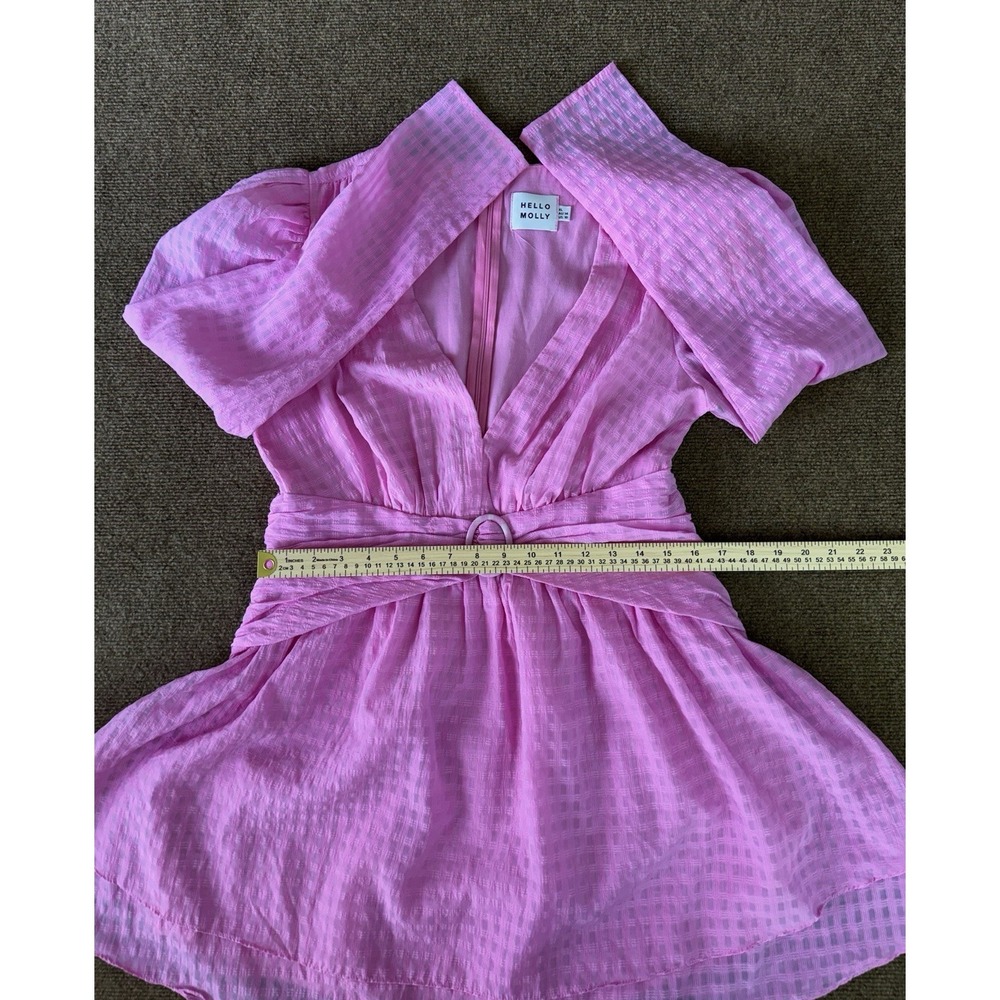 Hello Molly First Impressions Mini Dress XL US 10 V-Neck Belt Buckle Long Sleeve - Picture 6 of 14